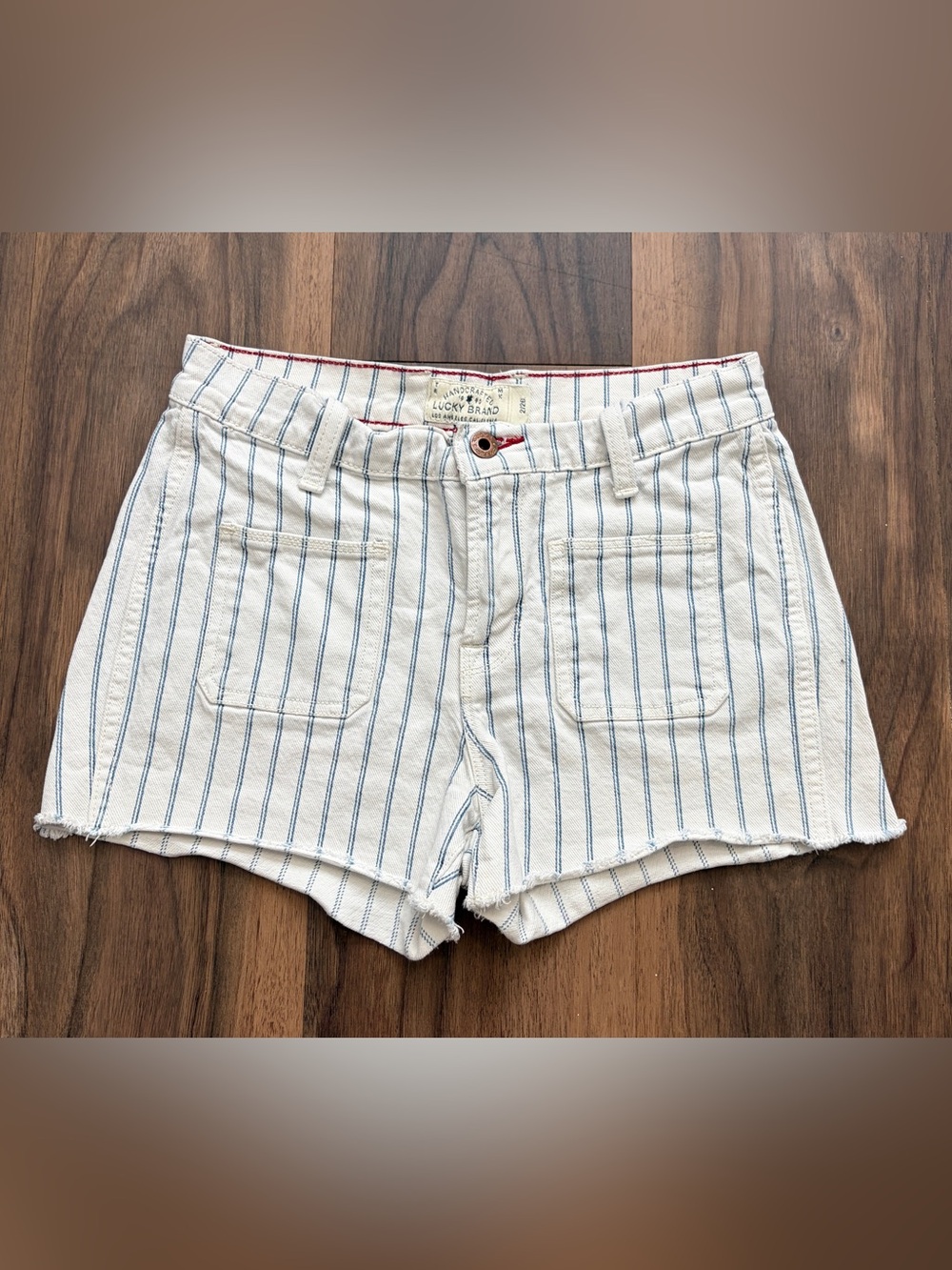 Lucky Brand White Shorts with Blue Pinstripes